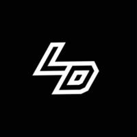 ld Logo Monogramm mit oben zu Nieder Stil Negativ Raum Design Vorlage vektor