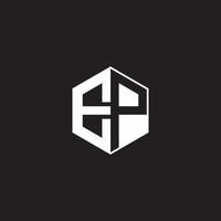 ep Logo Monogramm Hexagon mit schwarz Hintergrund Negativ Raum Stil vektor