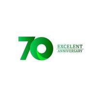 70 Jahre ausgezeichnete Jubiläumsfeier grünes Logo Vektorschablone Design Illustration vektor