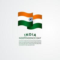 glad Indien självständighetsdagen firande vektor mall design illustration