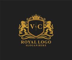 Initial VC Letter Lion Royal Luxury Logo Vorlage in Vektorgrafiken für Restaurant, Lizenzgebühren, Boutique, Café, Hotel, Heraldik, Schmuck, Mode und andere Vektorillustrationen. vektor