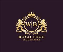 Initial wb Letter Lion Royal Luxury Logo Vorlage in Vektorgrafiken für Restaurant, Lizenzgebühren, Boutique, Café, Hotel, heraldisch, Schmuck, Mode und andere Vektorillustrationen. vektor