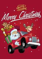 Lycklig santa claus kör en lastbil full av jul gåva vektor
