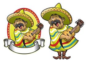 tecknad av mexikansk man spelar gitarr och sjunger vektor
