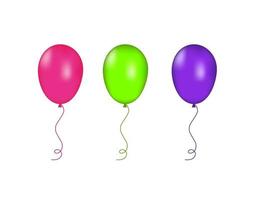 rosa, grüne und lila Luftballons isoliert. Vektorillustration vektor