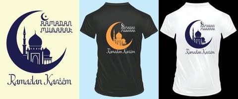 ramadan kareem t-shirt design. ramadan mubarak t-shirt design. ramadan mubarak typografi vektor t-shirt design mall