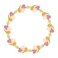 Clip Kunst von Hand gezeichnet Kranz wild Blumen auf isoliert Hintergrund. Design zum Mütter Tag, Frühling und Sommer Feier, Scrapbooking, Hochzeit Einladung, Textil, Zuhause Dekor vektor