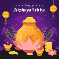 akshaya tritiya festival social media bakgrund illustration tecknad serie hand dragen mallar vektor