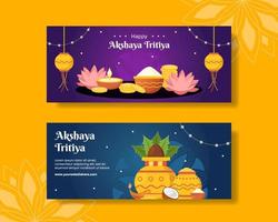 akshaya tritiya festival horisontell baner platt tecknad serie hand dragen mallar bakgrund illustration vektor