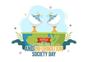 Welt Telekommunikation und Information Gesellschaft Tag auf kann 17 Illustration mit Kommunikation Netzwerk über Erde Globus im Hand gezeichnet Vorlagen vektor