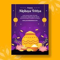 akshaya tritiya festival vertikal affisch tecknad serie hand dragen mallar bakgrund illustration vektor