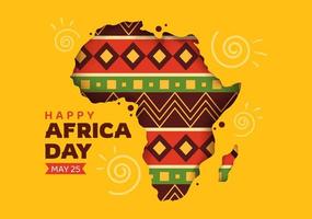 glücklich Afrika Tag auf 25 kann Illustration mit Kultur afrikanisch Stammes- zahlen im eben Karikatur Hand gezeichnet zum Netz Banner oder Landung Seite Vorlagen vektor