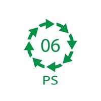 ps 06 Recycling-Code-Symbol. Kunststoff-Recycling-Vektor-Polystyrol-Zeichen. vektor