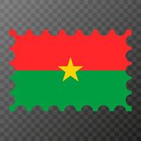 Porto Briefmarke mit Burkina Faso Flagge. Vektor Illustration.