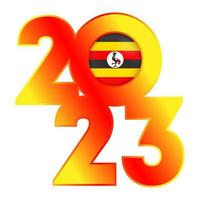 glücklich Neu Jahr 2023 Banner mit Uganda Flagge innen. Vektor Illustration.