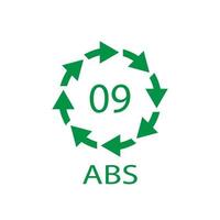 Kunststoff-Recycling-Symbol abs 9-Vektor-Symbol. Plastikrecyclingcode abs 09. vektor