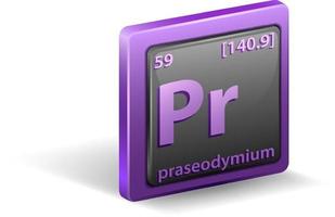 praseodymium kemiskt element. kemisk symbol med atomnummer och atommassa. vektor