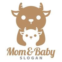 modern Maskottchen eben Design einfach minimalistisch süß Ziege Lamm Mama Papa Eltern Logo Symbol Design Vorlage Vektor mit modern Illustration Konzept Stil zum Marke, Emblem, Etikett, Abzeichen, Zoo