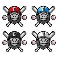 Gorilla Affe Maskottchen Baseball Mannschaft Logo Design Vektor mit modern Illustration Konzept Stil zum Abzeichen, Emblem und T-Shirt Drucken. modern Gorilla Logo Illustration zum Sport, Spieler, Liga