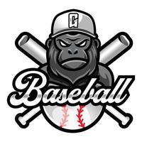 Gorilla Affe Maskottchen Baseball Mannschaft Logo Design Vektor mit modern Illustration Konzept Stil zum Abzeichen, Emblem und T-Shirt Drucken. modern Gorilla Logo Illustration zum Sport, Spieler, Liga