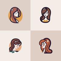 uppsättning av kvinnors frisyrer. vektor illustration i platt stil.