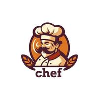 Koch Logo Vorlage. Vektor Illustration von ein Koch mit Hut.