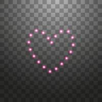 hjärtat av de rosa lamporna. Alla hjärtans dagskort. hjärta med inskription jag älskar dig. vektor illustration