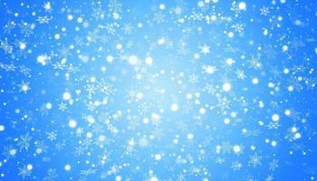 weißer Schnee fliegt auf einem blauen Hintergrund. Weihnachtsschneeflocken. Winter Schneesturm Hintergrund Illustration. vektor