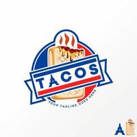 unik men enkel utsökt tacos bröd och eiffel torn bild grafisk ikon logotyp design abstrakt begrepp vektor stock. kan vara Begagnade som en symbol relaterad till mat eller restaurang