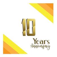 10 Jahre Jubiläumsfeier Gold Farbvektor Vorlage Design Illustration vektor