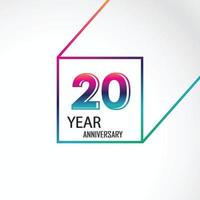 20 Jahre Jubiläumsfeier Farbvektor Vorlage Design Illustration vektor