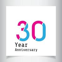 30 år illustration för design för mall för färg för blått för rosa färg för årsdagfirande vektor