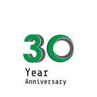 30 Jahre Jubiläumsfeier grüne Vektorschablonen-Designillustration vektor