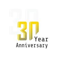 30 Jahre Jubiläumsfeier gelbe Farbvektorschablonen-Designillustration vektor