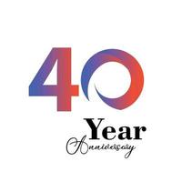 40-årsjubileum firande regnbåge färg vektor mall design design