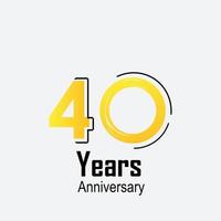 40 Jahre Jubiläumsfeier gelbe Farbvektorschablonenentwurfsillustration vektor