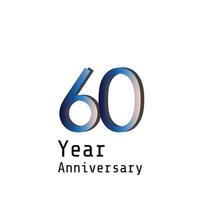 60 Jahre Jubiläumsfeier blaue Farbvektorschablonen-Designillustration vektor