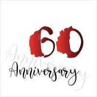 60 år årsdag firande röd färg vektor mall design design