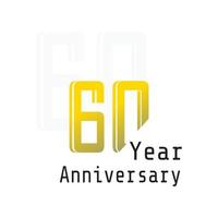 60 Jahre Jubiläumsfeier gelbe Farbvektorschablonen-Designillustration vektor