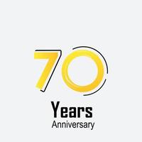 70 Jahre Jubiläumsfeier gelbe Farbvektorschablonenentwurfsillustration vektor