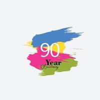 90 Jahre Jubiläumsfeier Farbvektor Vorlage Design Illustration vektor