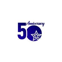 50-årsjubileum firande stjärna blå logotyp vektor mall design illustration