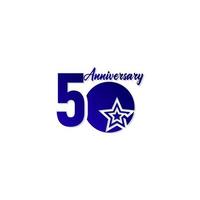 50 Jahre Jubiläumsfeier Star Blue Logo Vektor Vorlage Design Illustration