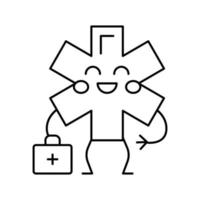 krankenwagen kinder erste hilfe linie symbol vektor illustration