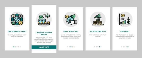 grön ekonomi industri onboarding ikoner uppsättning vektor