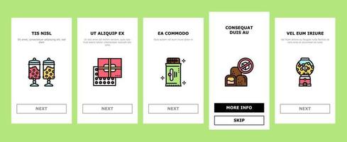 Onboarding-Symbole für Süßwarengeschäfte setzen Vektor