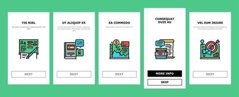 schulfächer lernen onboarding icons set vector