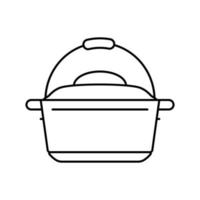 Besetzung Eisen Niederländisch Ofen Küche Kochgeschirr Linie Symbol Vektor Illustration