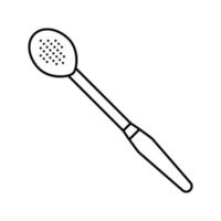 geschlitzt Löffel Küche Kochgeschirr Linie Symbol Vektor Illustration