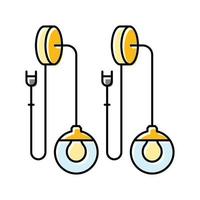 vägg lampetter sovrum interiör Färg ikon vektor illustration